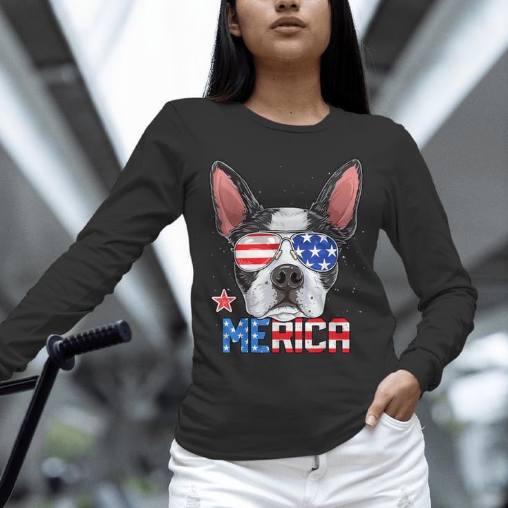 Boston Terrier Merica 4th Of July T Shirt Men Boys Dog Puppy Unisex Long Sleeve T-Shirt, novelty gifts, funny gifts