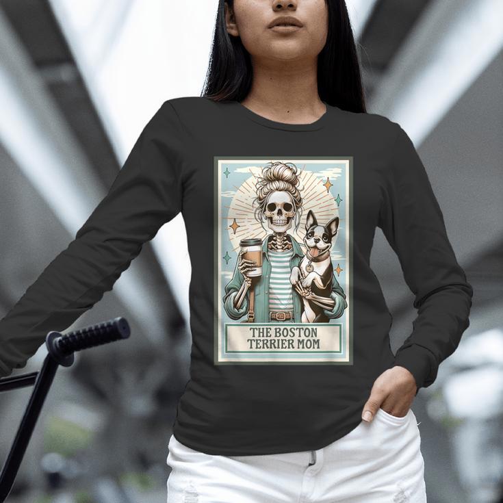 The Boston Terrier Mom Skeleton Spooky Season Halloween Unisex Long Sleeve T-Shirt, novelty gifts, funny gifts