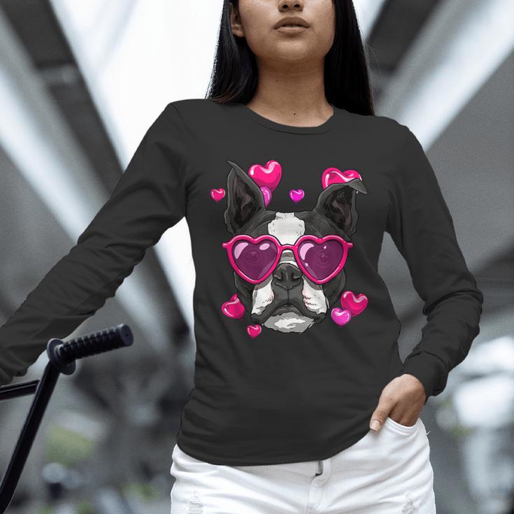 Boston Terrier Valentines Day Shirt Heart Dog Lover Unisex Long Sleeve T-Shirt, novelty gifts, funny gifts