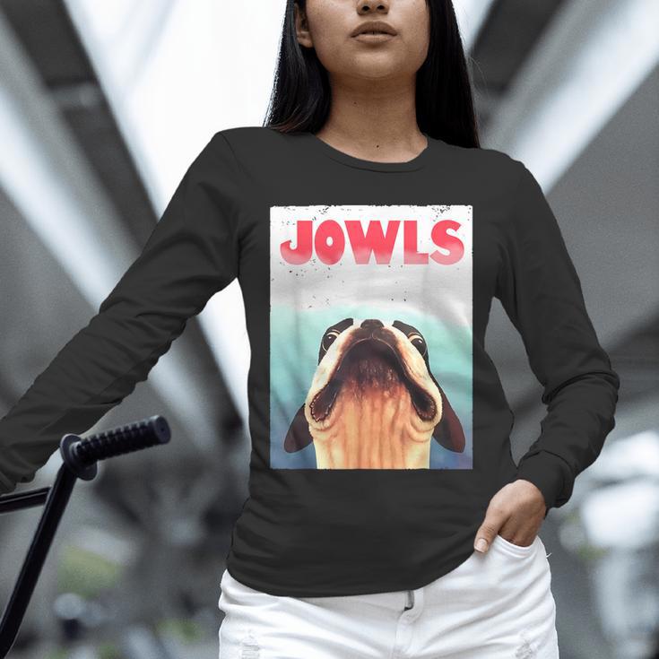 Boston Terriers Jowls Dog Mom Dog Dad Unisex Long Sleeve T-Shirt, novelty gifts, funny gifts
