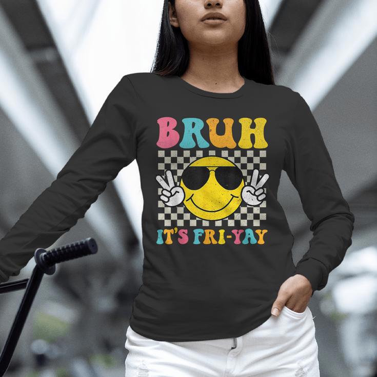 Bruh It's Fri-Yay Friday Weekend Smile Face Teacher Student Unisex Long Sleeve T-Shirt, novelty gifts, funny gifts