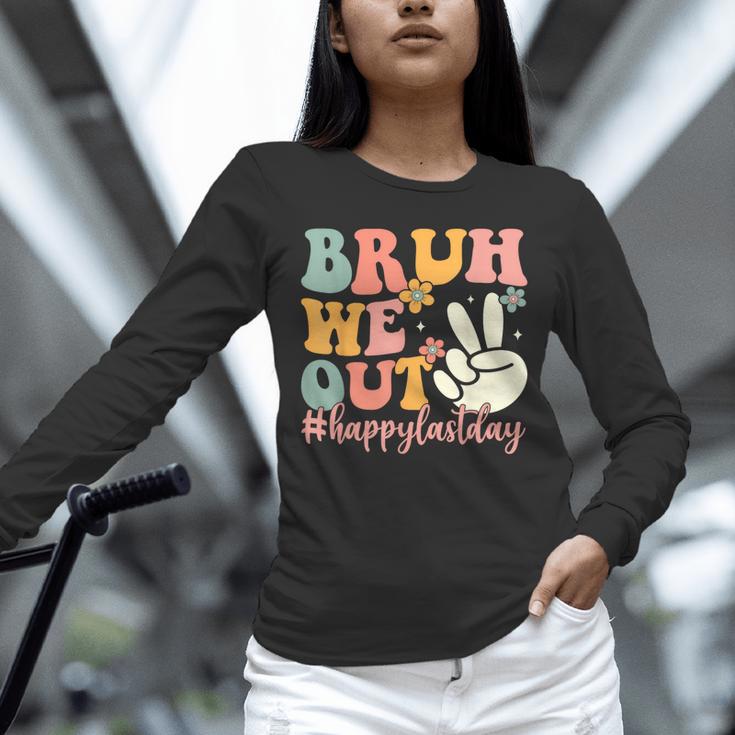 Bruh We Out Teacher Retro Last Day Of School Boys Girls Kids Unisex Long Sleeve T-Shirt, novelty gifts, funny gifts