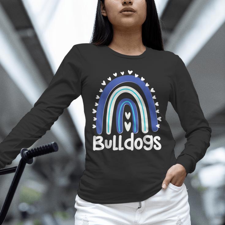 Bulldogs School Mascot Rainbow Teacher Lover Unisex Long Sleeve T-Shirt, novelty gifts, funny gifts