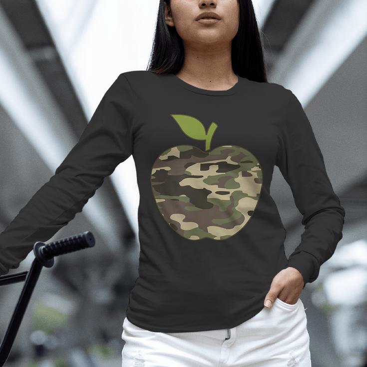 Camo Apple Camouflage Clothing School Student Camo Teacher Men Women Kids Unisex Long Sleeve T-Shirt, novelty gifts, funny gifts