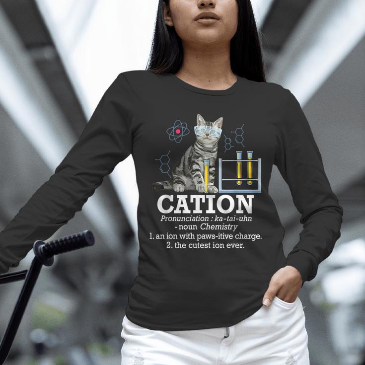 Cation Chemistry Humor Science Teacher Cat Pun Unisex Long Sleeve T-Shirt, novelty gifts, funny gifts