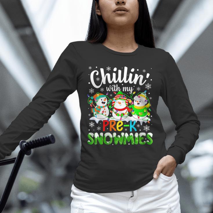 Chillin With My Pre-K Snowmies Christmas Teacher Xmas Unisex Long Sleeve T-Shirt, novelty gifts, funny gifts Chillin With My Pre-K Snowmies Christmas Teacher Xmas Unisex Long Sleeve T-Shirt, novelty gifts, funny gifts