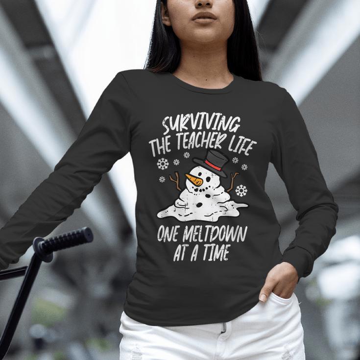 Christmas Surviving Teacher Life Meltdown Xmas Women Men Unisex Long Sleeve T-Shirt, novelty gifts, funny gifts