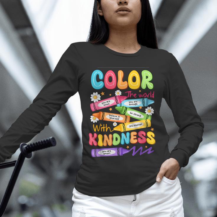 Color The World With Kindness Teachers Back To School Unisex Long Sleeve T-Shirt, novelty gifts, funny gifts