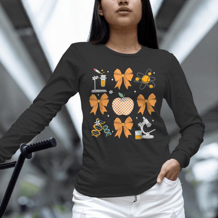 Coquette Bow Fall Science Teacher Stem Teacher Thanksgiving Unisex Long Sleeve T-Shirt, novelty gifts, funny gifts Coquette Bow Fall Science Teacher Stem Teacher Thanksgiving Unisex Long Sleeve T-Shirt, novelty gifts, funny gifts