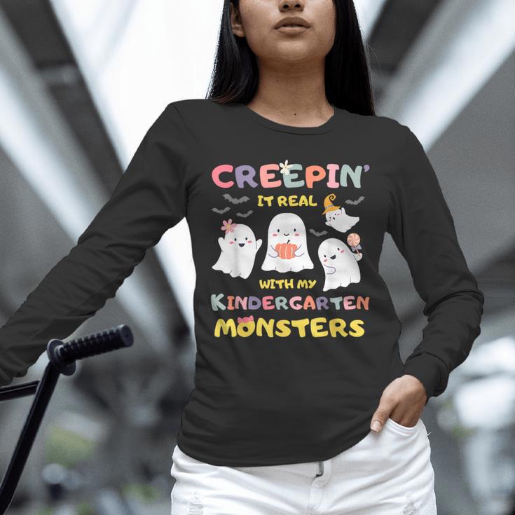Creepin It Real With Kindergarten Monsters Halloween Teacher Unisex Long Sleeve T-Shirt, novelty gifts, funny gifts Creepin It Real With Kindergarten Monsters Halloween Teacher Unisex Long Sleeve T-Shirt, novelty gifts, funny gifts