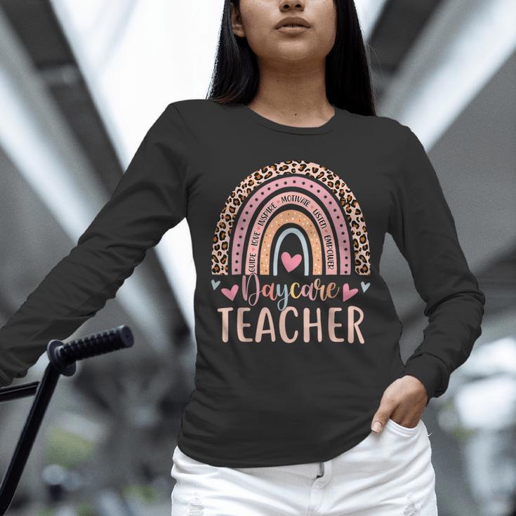 Cute Daycare Teacher Rainbow Leopard Print Childcare Worker Unisex Long Sleeve T-Shirt, novelty gifts, funny gifts