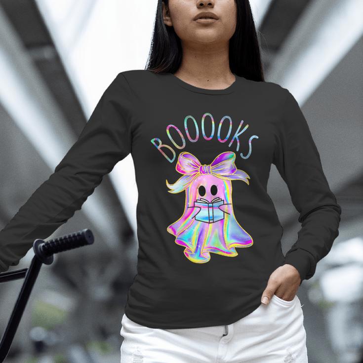 Cute Ghost Book Reading Halloween Teacher Top Girls Women Unisex Long Sleeve T-Shirt, novelty gifts, funny gifts