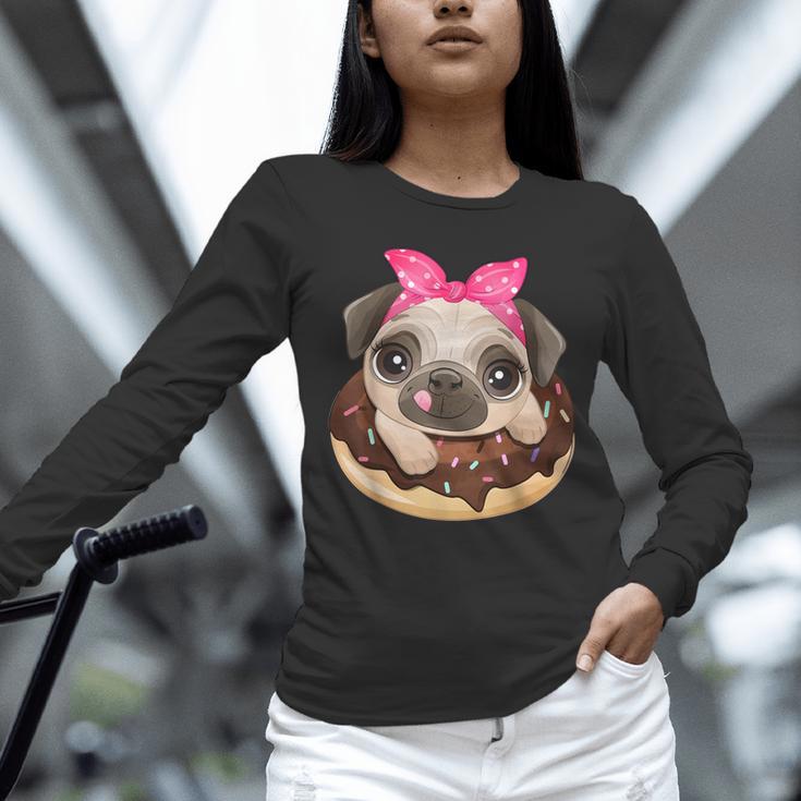Cute Pug Shirt Donut Girls Dog Unisex Long Sleeve T-Shirt, novelty gifts, funny gifts