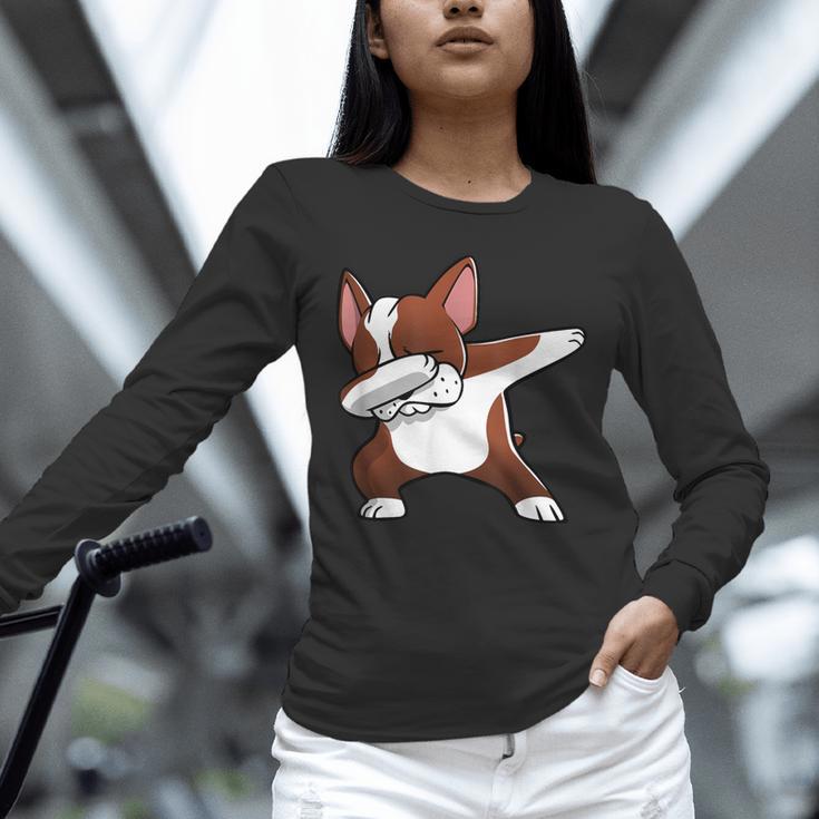 Dabbing Red Boston Terrier Dab Dance Dog Men Women Kids Unisex Long Sleeve T-Shirt, novelty gifts, funny gifts