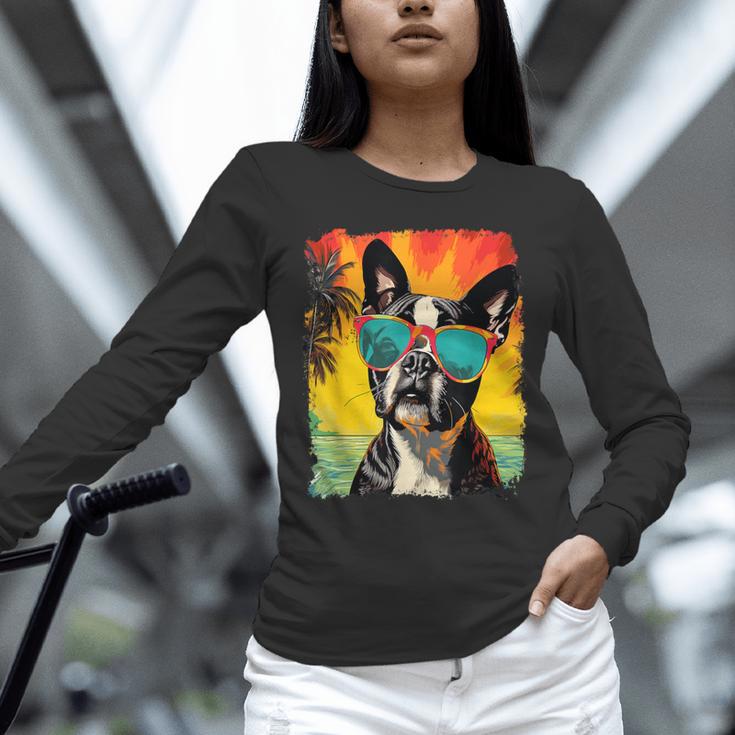 Dog Boston Terrier Hawaiian Unisex Long Sleeve T-Shirt, novelty gifts, funny gifts
