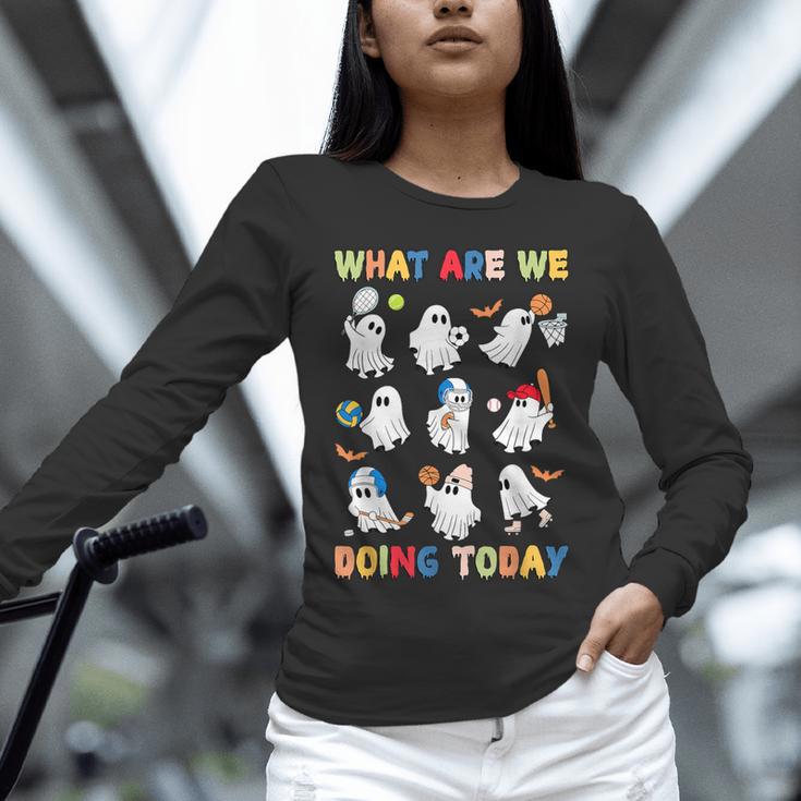 What Are We Doing Today Ghost PE Teacher Team Halloween Unisex Long Sleeve T-Shirt, novelty gifts, funny gifts What Are We Doing Today Ghost PE Teacher Team Halloween Unisex Long Sleeve T-Shirt, novelty gifts, funny gifts