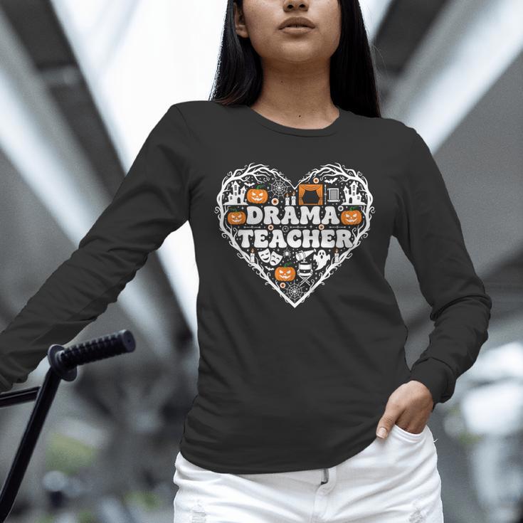 Drama Teacher Heart Pumpkin Ghost Halloween Kids Unisex Long Sleeve T-Shirt, novelty gifts, funny gifts