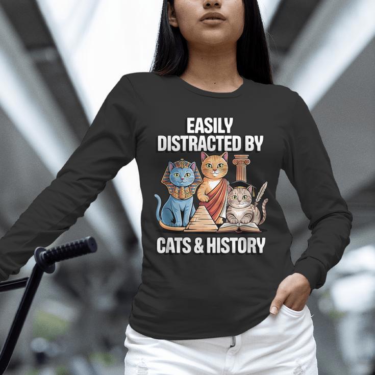 Easily Distracted By Cats & History Teacher Women Men Unisex Long Sleeve T-Shirt, novelty gifts, funny gifts Easily Distracted By Cats & History Teacher Women Men Unisex Long Sleeve T-Shirt, novelty gifts, funny gifts
