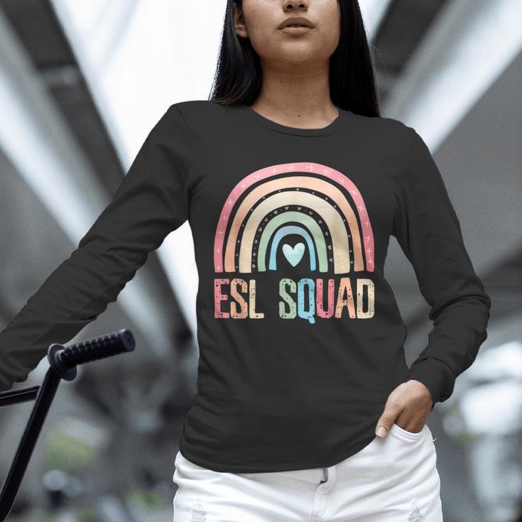 ESL Squad Teacher Crew Team Back To School English Rainbow Unisex Long Sleeve T-Shirt, novelty gifts, funny gifts