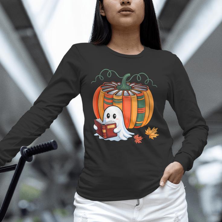 Fall Book Pumpkin Ghost Reading Books Halloween Teacher Unisex Long Sleeve T-Shirt, novelty gifts, funny gifts Fall Book Pumpkin Ghost Reading Books Halloween Teacher Unisex Long Sleeve T-Shirt, novelty gifts, funny gifts