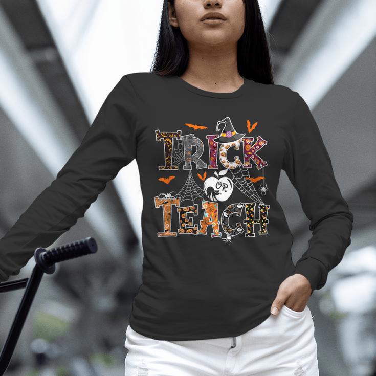 Fall Holiday Themed Thanksgiving Halloween Teacher Trick Or Unisex Long Sleeve T-Shirt, novelty gifts, funny gifts