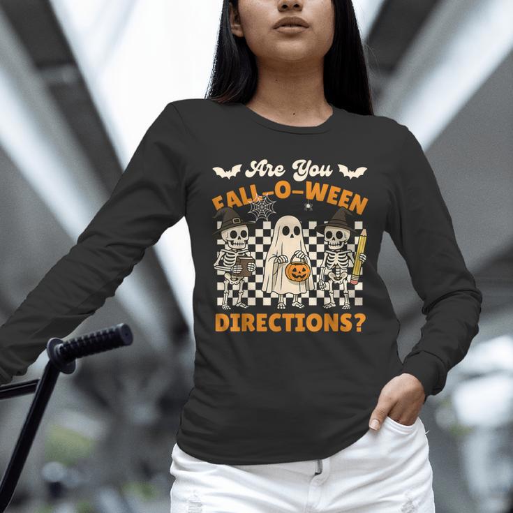 Are You Fall o Ween Directions Halloween Skeleton Teacher Unisex Long Sleeve T-Shirt, novelty gifts, funny gifts