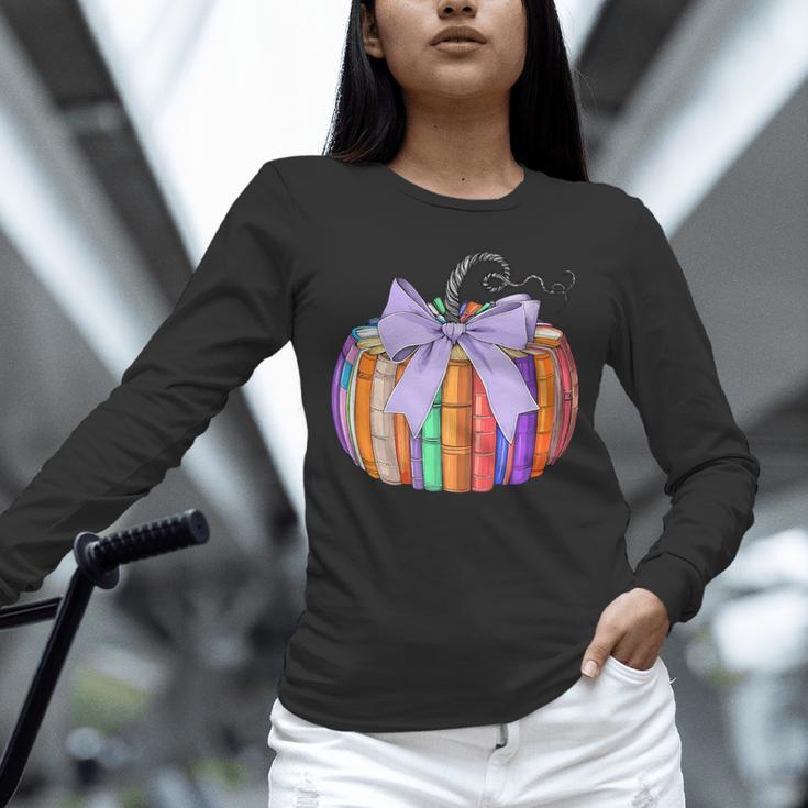 Fall Pumpkin Books Lover Halloween Teacher Teaching Staff Unisex Long Sleeve T-Shirt, novelty gifts, funny gifts
