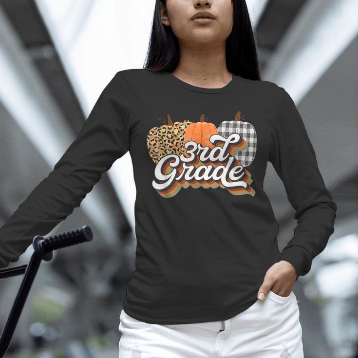 Fall Teacher Shirt 3rd Grade Teacher Retro Halloween Pumpkin Unisex Long Sleeve T-Shirt, novelty gifts, funny gifts