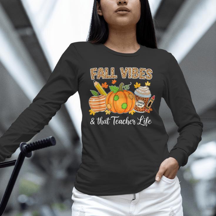 Fall Vibes And That Teacher Life Autumn Thanksgiving Unisex Long Sleeve T-Shirt, novelty gifts, funny gifts Fall Vibes And That Teacher Life Autumn Thanksgiving Unisex Long Sleeve T-Shirt, novelty gifts, funny gifts