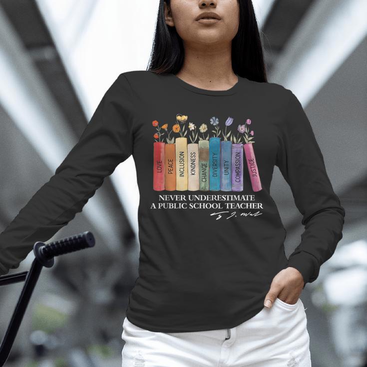 Floral Books Never Underestimate A Public School Teacher Unisex Long Sleeve T-Shirt, novelty gifts, funny gifts Floral Books Never Underestimate A Public School Teacher Unisex Long Sleeve T-Shirt, novelty gifts, funny gifts
