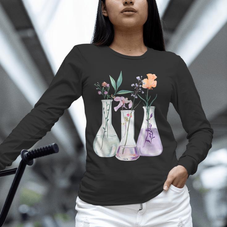 Flowers Test Tube Chemistry Student Science Teacher Women Unisex Long Sleeve T-Shirt, novelty gifts, funny gifts