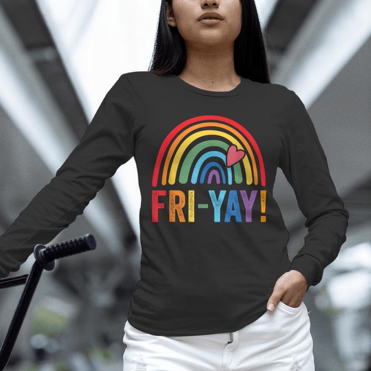 Fri-Yay Friyay Rainbow Colors Teacher Childrens Fun Designs Unisex Long Sleeve T-Shirt, novelty gifts, funny gifts Fri-Yay Friyay Rainbow Colors Teacher Childrens Fun Designs Unisex Long Sleeve T-Shirt, novelty gifts, funny gifts