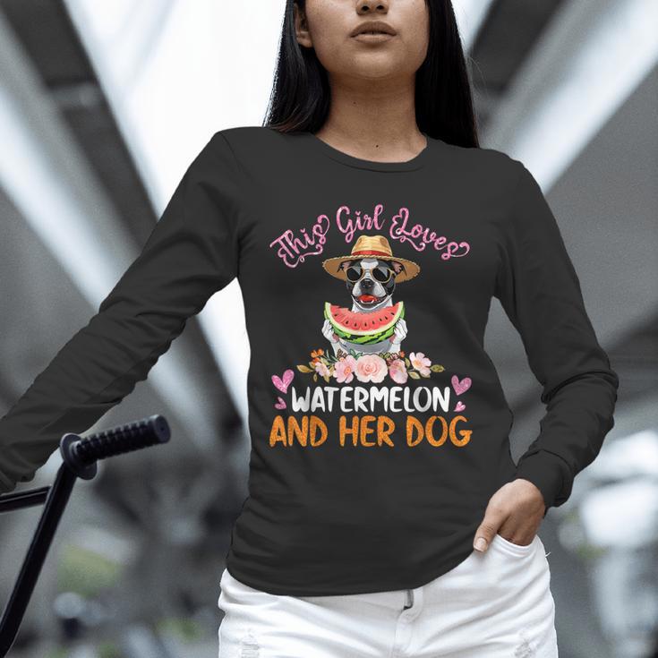 This Girl Loves Watermelon And Her Boston Terrier Dog Mother Unisex Long Sleeve T-Shirt, novelty gifts, funny gifts