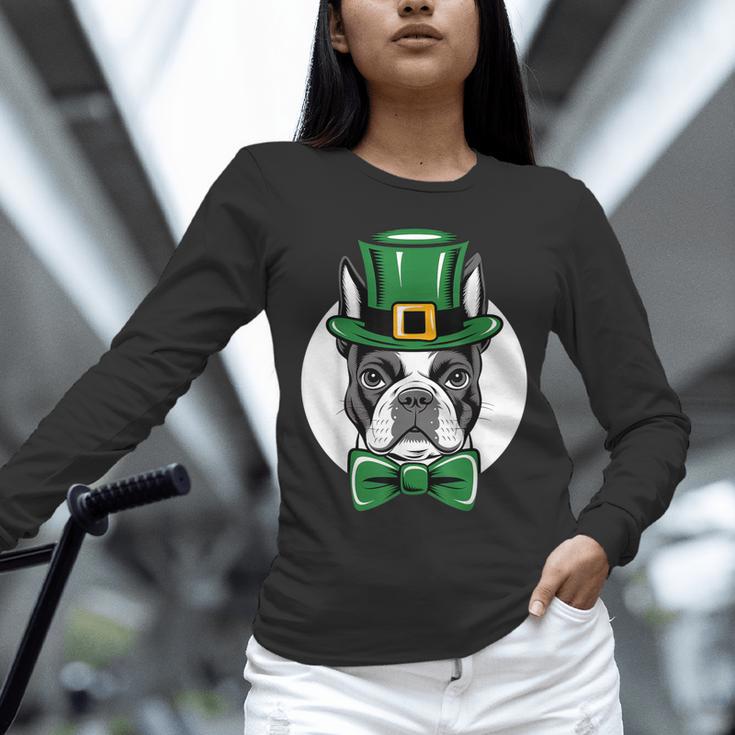 Green Boston Terrier Shamrock St Patricks Day Boston Terrier Unisex Long Sleeve T-Shirt, novelty gifts, funny gifts