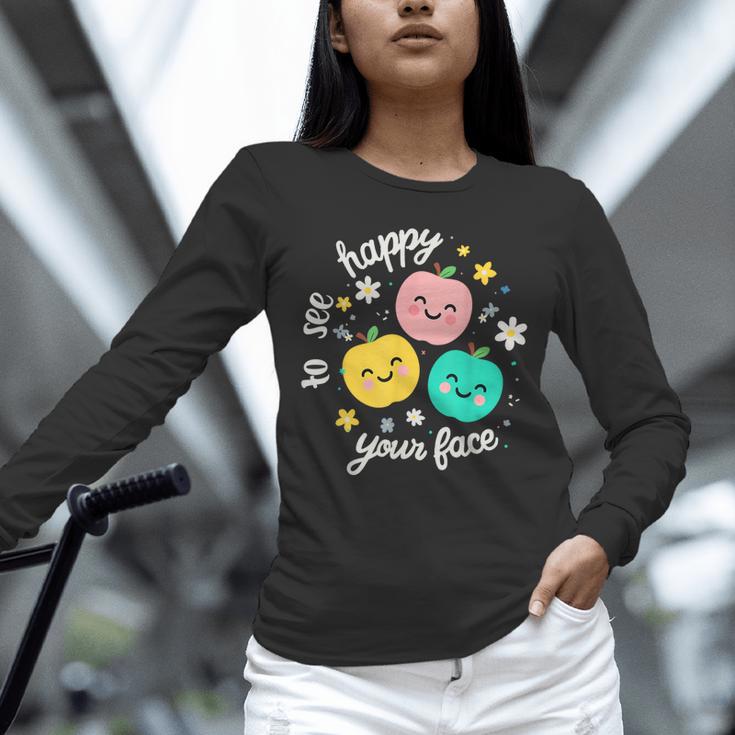 Groovy Happy To See Your Face Teacher School Appreciation Unisex Long Sleeve T-Shirt, novelty gifts, funny gifts