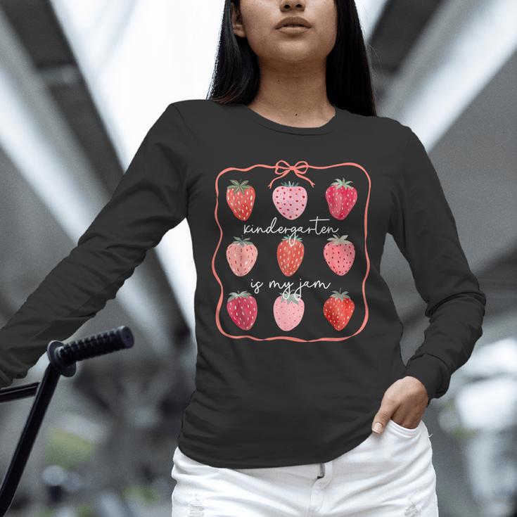 Groovy Kindergarten Is My Jam Strawberry Kinder Team Teacher Unisex Long Sleeve T-Shirt, novelty gifts, funny gifts Groovy Kindergarten Is My Jam Strawberry Kinder Team Teacher Unisex Long Sleeve T-Shirt, novelty gifts, funny gifts