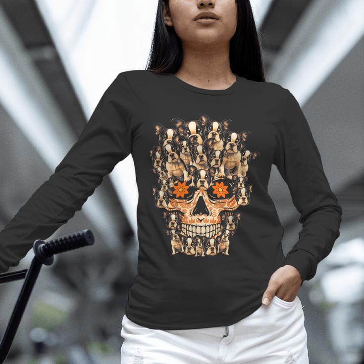 Halloween Costume Skull Boston Terrier Dog Lover For Men Women Kids Unisex Long Sleeve T-Shirt, novelty gifts, funny gifts