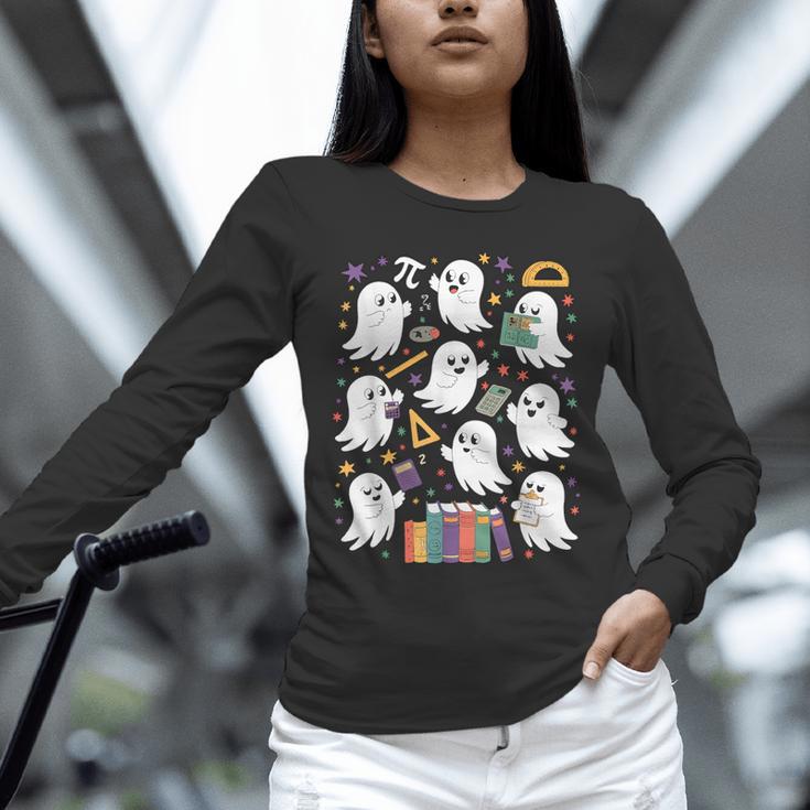 Halloween Math Teacher Ghost Math Teacher Spooky Halloween Unisex Long Sleeve T-Shirt, novelty gifts, funny gifts