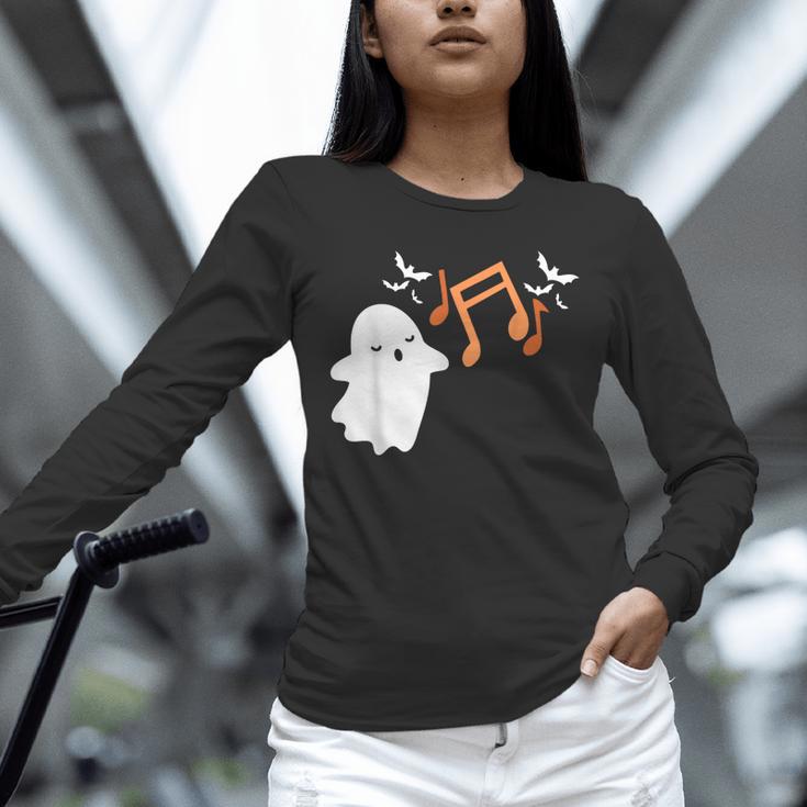 Halloween Music Note Ghost Teacher Fall Musical Instrument Unisex Long Sleeve T-Shirt, novelty gifts, funny gifts