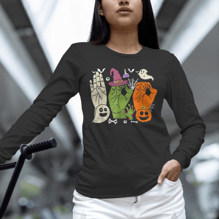 Halloween SPED Teacher Boo In ASL Boo Hands Sign Language Unisex Long Sleeve T-Shirt, novelty gifts, funny gifts