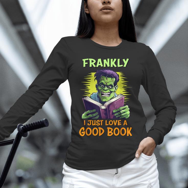 Halloween Teacher Librarian Frankenstein Reading Books Unisex Long Sleeve T-Shirt, novelty gifts, funny gifts