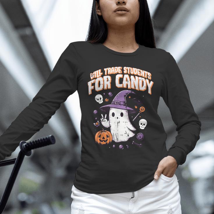 Halloween Teacher Trade Students For Candy Costume Women Unisex Long Sleeve T-Shirt, novelty gifts, funny gifts