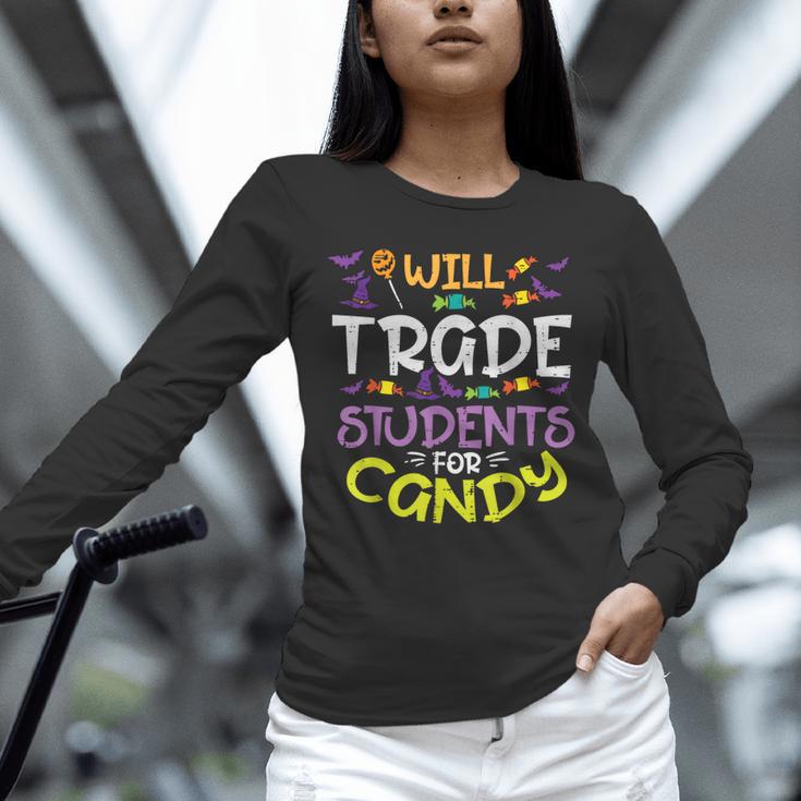 Halloween Teacher Will Trade Students For Candy Women Men Unisex Long Sleeve T-Shirt, novelty gifts, funny gifts
