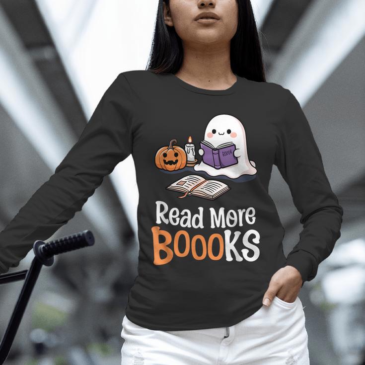 Halloween Teacher Women Cute Reading Ghost Read More Books Unisex Long Sleeve T-Shirt, novelty gifts, funny gifts