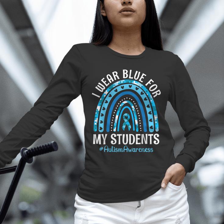 Happy Teacher I Wear Blue For My Students Autism Awareness Unisex Long Sleeve T-Shirt, novelty gifts, funny gifts