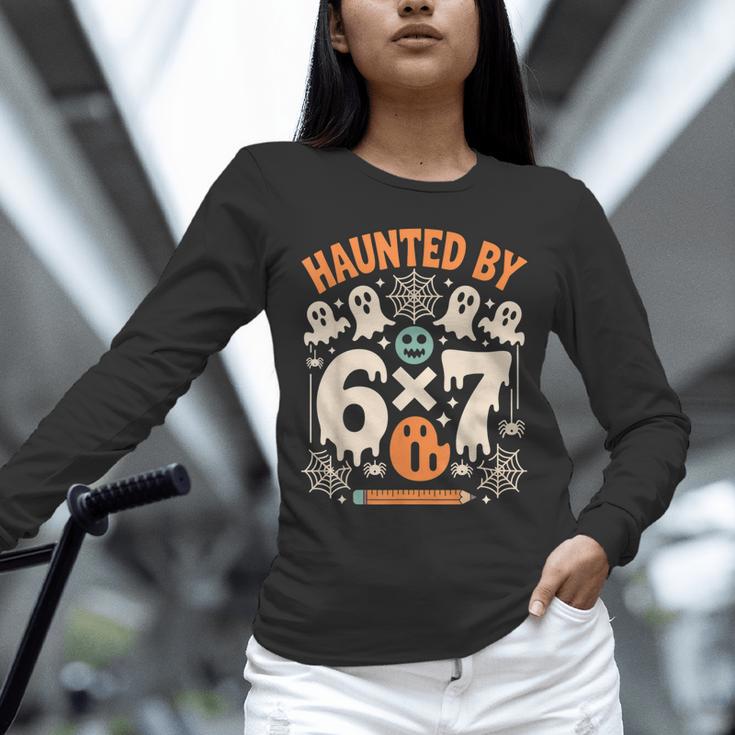 Haunted By 6x7 Math Teacher Halloween Pun Unisex Long Sleeve T-Shirt, novelty gifts, funny gifts Haunted By 6x7 Math Teacher Halloween Pun Unisex Long Sleeve T-Shirt, novelty gifts, funny gifts