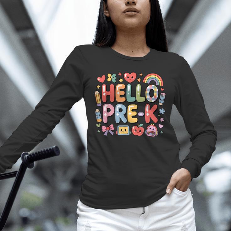 Hello Pre-K Back To School Teacher Student Fun Graphic Tee Unisex Long Sleeve T-Shirt, novelty gifts, funny gifts Hello Pre-K Back To School Teacher Student Fun Graphic Tee Unisex Long Sleeve T-Shirt, novelty gifts, funny gifts