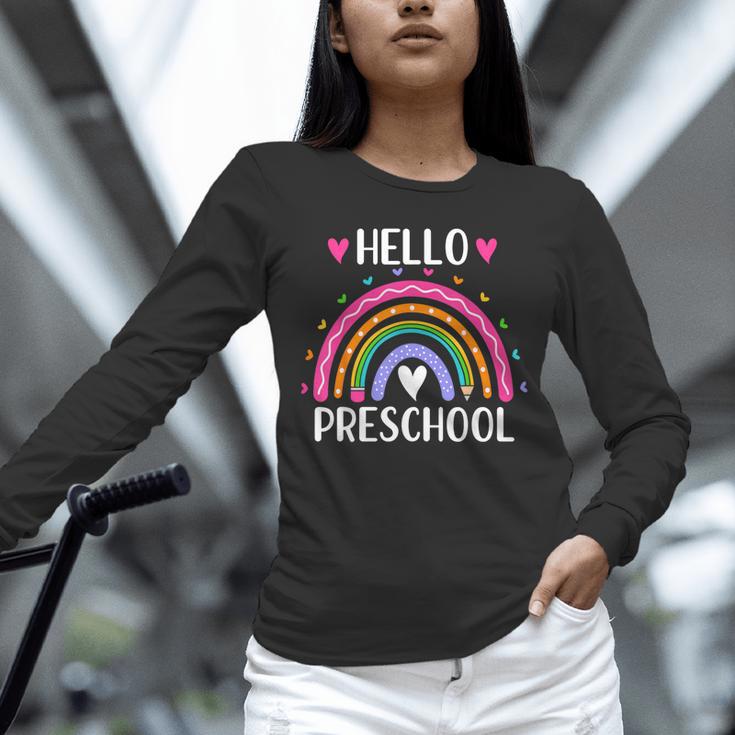 Hello Preschool Teacher Student Girls Rainbow Back To School Unisex Long Sleeve T-Shirt, novelty gifts, funny gifts