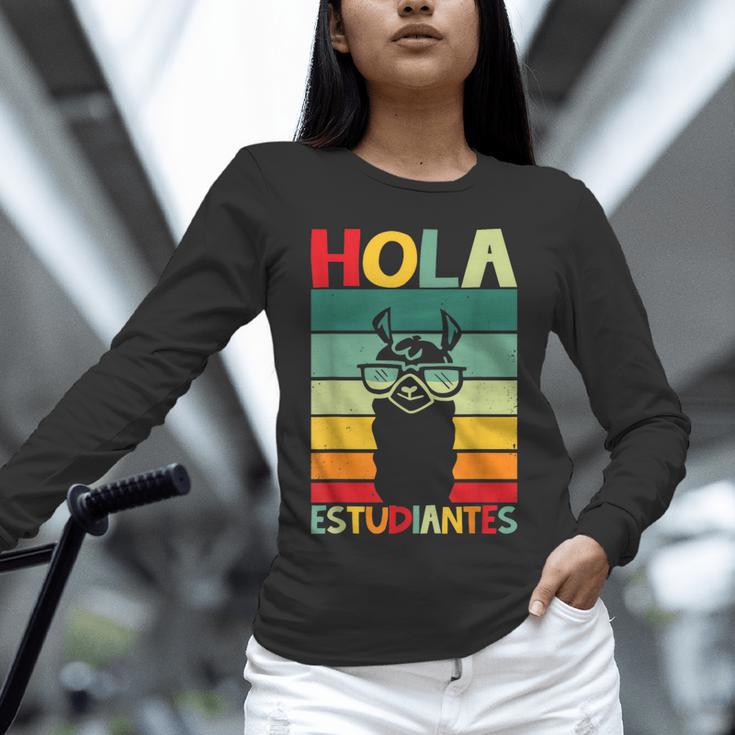 Hola Estudiantes Spanish Teacher Back To School 2025 Unisex Long Sleeve T-Shirt, novelty gifts, funny gifts