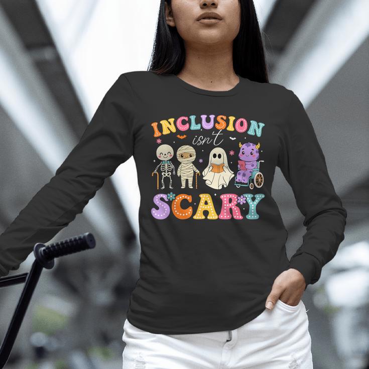 Inclusion Isn't Scary Ghost Halloween SLP Sped Teacher Unisex Long Sleeve T-Shirt, novelty gifts, funny gifts Inclusion Isn't Scary Ghost Halloween SLP Sped Teacher Unisex Long Sleeve T-Shirt, novelty gifts, funny gifts